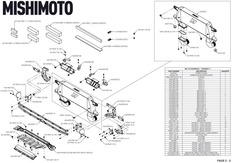 Mishimoto MMINT-BR23-21HKBKBK - MISMMINT-BR23-21HKBKBK - Mishimoto 21+ Bronco 2.3L High Mount INT Kit BK Core BK Pipes - Shipped in Europe - Tuningsupply.com