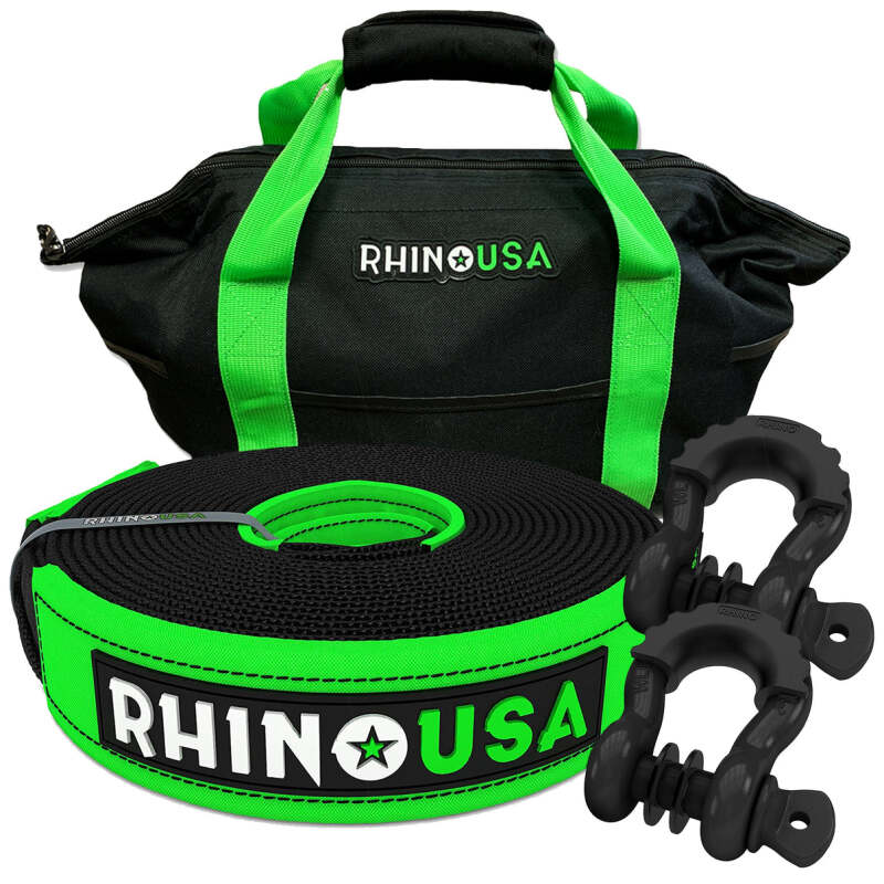 Rhino USA RNO-SHACKSTRAP30 - RSARNO-SHACKSTRAP30 - Rhino USA 30Ft Tow Strap/Shackles Combo - Shipped in Europe - Tuningsupply.com