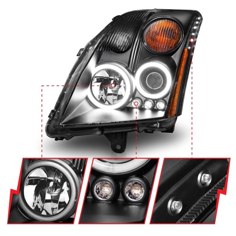 ANZO 121276 - ANZ121276 - ANZO 2007-2012 Nissan Sentra Projector Headlights Black - Shipped in Europe - Tuningsupply.com