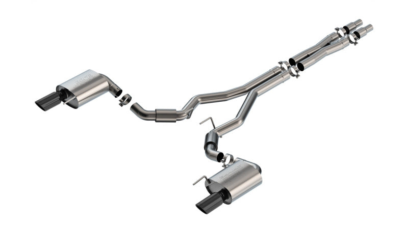Borla 140960BC - BOR140960BC - Borla 2024 Ford Mustang GT 5.0L V8 w/o Active Exhaust S-Type Cat-Back Exhaust System - Black Chrome - Shipped in Europe - Tuningsupply.com