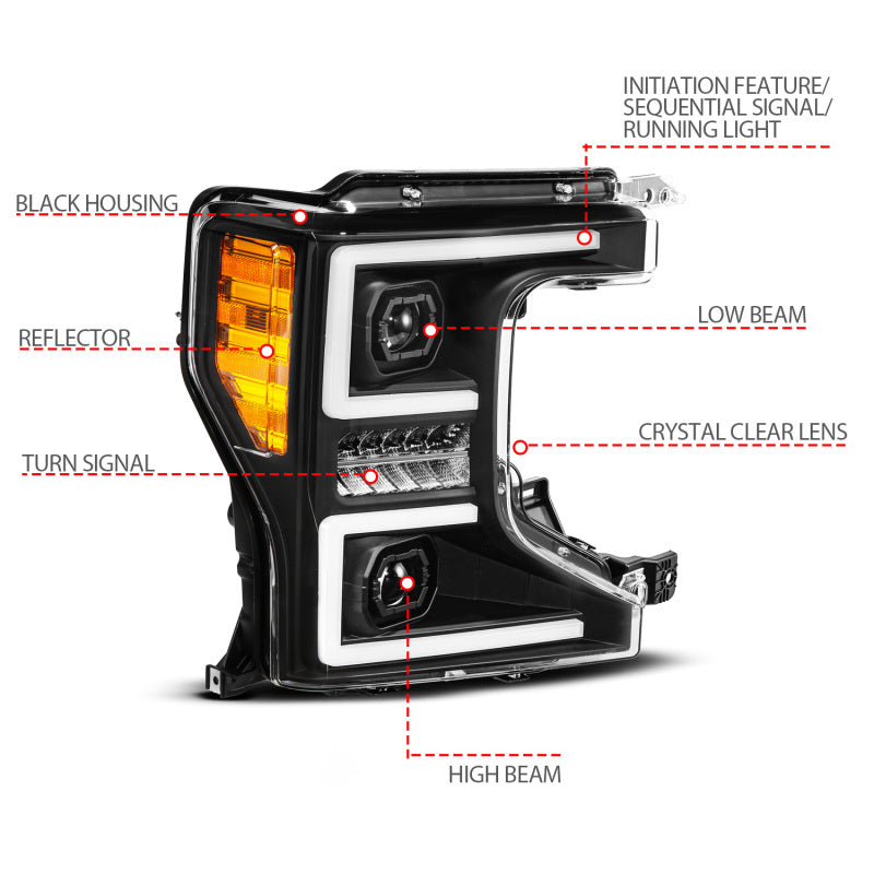 ANZO 111620X-R - ANZ111620X-R - ANZO 20-22 Ford Super Duty (Halogen) Z-Series Full LED Proj Headlights SeqSig - Pass. Side ONLY - Shipped in Europe - Tuningsupply.com