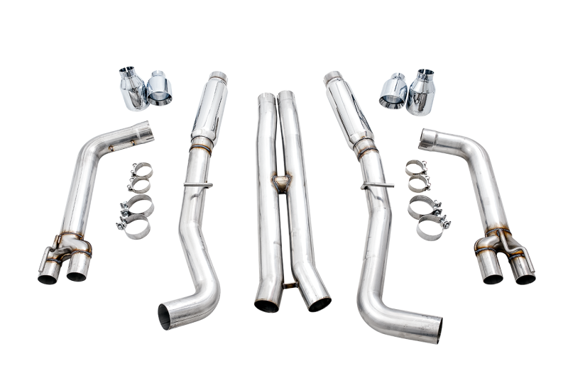 AWE Tuning 3015-42136 - AWE3015-42136 - AWE Tuning 2015+ Dodge Challenger 6.4L/6.2L SC Track Edition Exhaust - Quad Chrome Silver Tips - Shipped in Europe - Tuningsupply.com