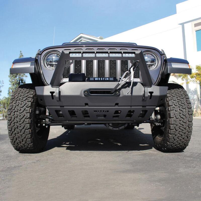 Westin 59-80095 - WES59-80095 - Westin 18-19 Jeep Wrangler JL Front Bumper Skid Plate - Textured Black - Shipped in Europe - Tuningsupply.com