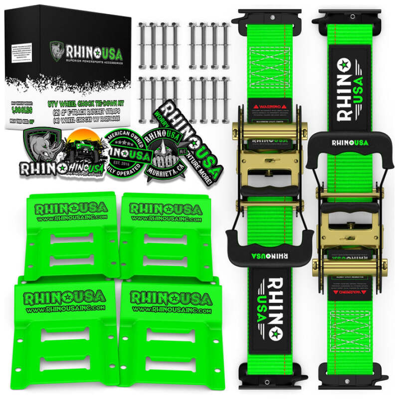 Rhino USA RNO-CHOCK-SET - RSARNO-CHOCK-SET - Rhino USA Utv Wheel Chock Tie-Down Kit (2-Wheel Kit) (Green) - Shipped in Europe - Tuningsupply.com