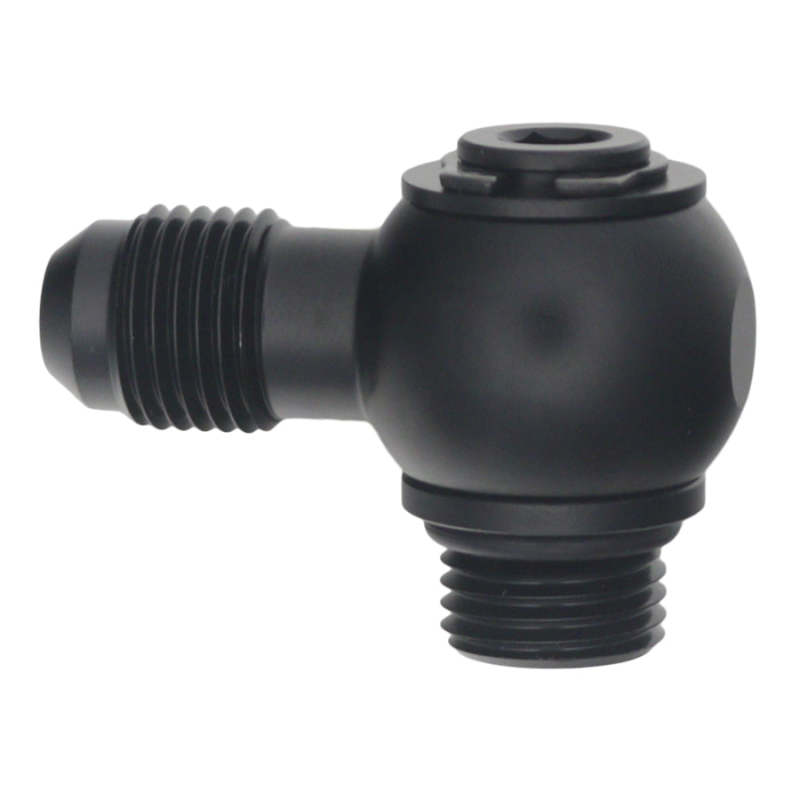 DeatschWerks 6-02-0415-B - DWK6-02-0415-B - DeatschWerks 6AN ORB Male to 6AN Male Flare Low Profile 90-Degree Swivel - Anodized Matte Black - Shipped in Europe - Tuningsupply.com