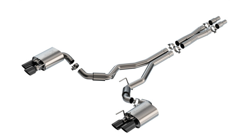 Borla 140962BC - BOR140962BC - Borla 2024 Ford Mustang GT 5.0L V8 w/ Active Exhaust S-Type Cat-Back Exhaust System - Black Chrome - Shipped in Europe - Tuningsupply.com
