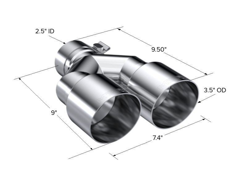 MBRP PT5171 - MBRPT5171 - MBRP Universal T304 SS Dual Tip 3.5in OD/2.5in Inlet - Shipped in Europe - Tuningsupply.com