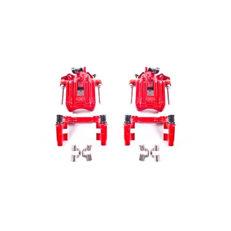 PowerStop S2574 - PSBS2574 - Power Stop 00-06 Audi TT Quattro (w/Non Vented Rotors Only) Rear Red Calipers w/Brackets - Pair - Shipped in Europe - Tuningsupply.com