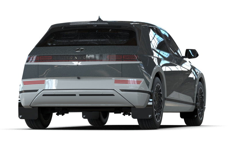 Rally Armor MF137-BAT-BLK-SIL - RALMF137-BAT-BLK-SIL - Rally Armor 2025 Hyundai Ioniq 5 PE Black UR Mud Flap w/Silver Battery Logo - Shipped in Europe - Tuningsupply.com