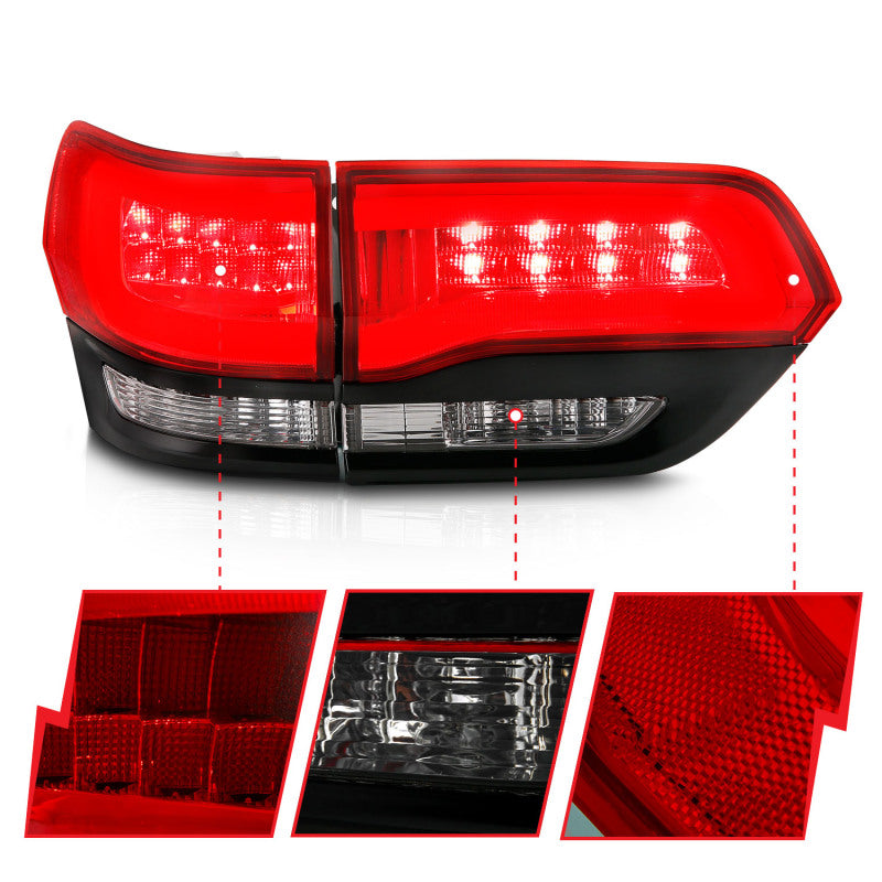 ANZO 311268 - ANZ311268 - ANZO 2014-2016 Jeep Grand Cherokee LED Taillights Red/Clear - Shipped in Europe - Tuningsupply.com