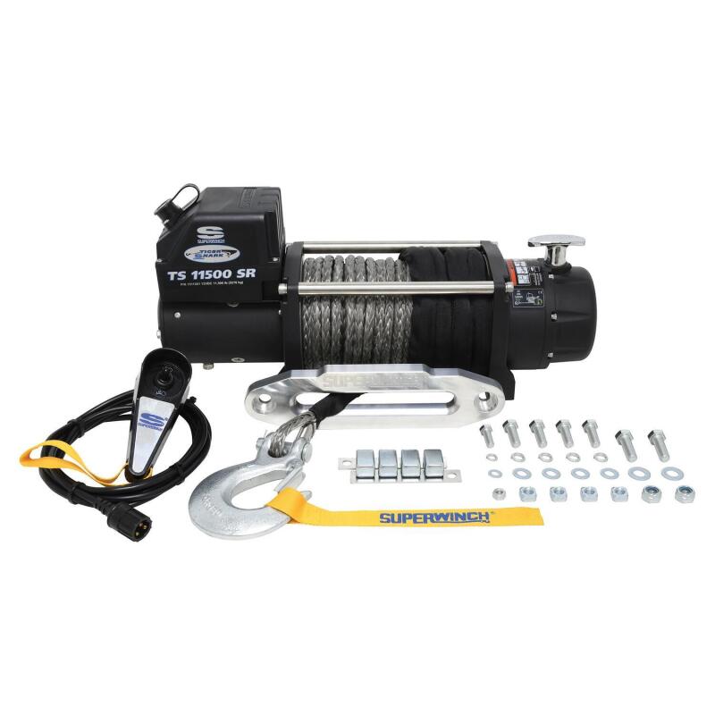 Superwinch 1511201 - SUW1511201 - Superwinch 11500 LBS 12V DC 3/8in x 80ft Synthetic Rope Tiger Shark 11500 Winch - Shipped in Europe - Tuningsupply.com