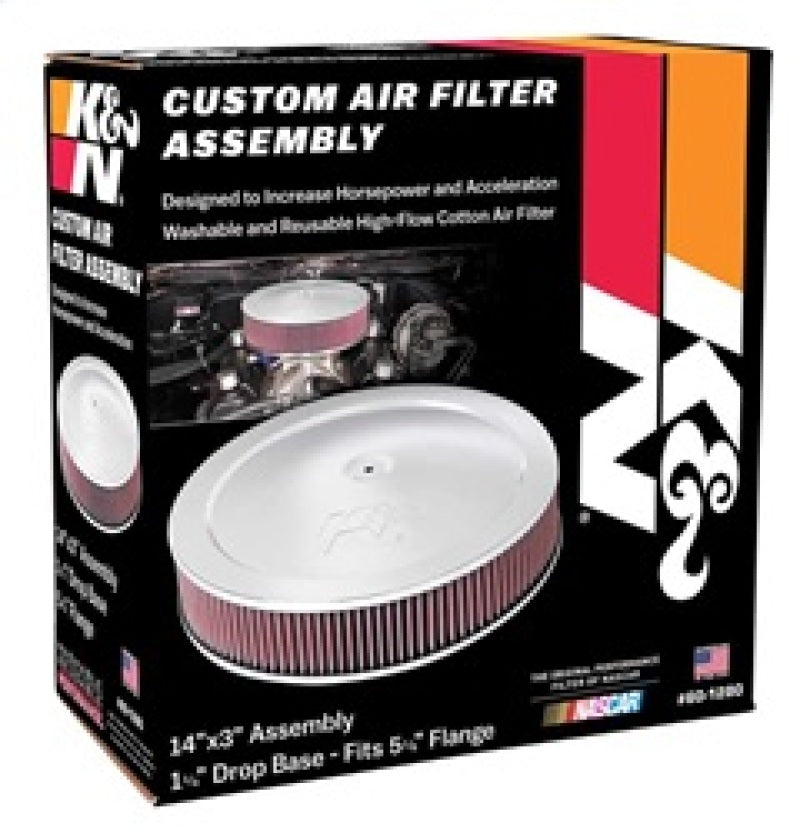 K&N Engineering 60-1280 - KNN60-1280 - K&N 14in Red Custom Air Cleaner Assembly - 5.125in ID x 14in OD x 2.75in H x 1.25in Drop Base - Shipped in Europe - Tuningsupply.com