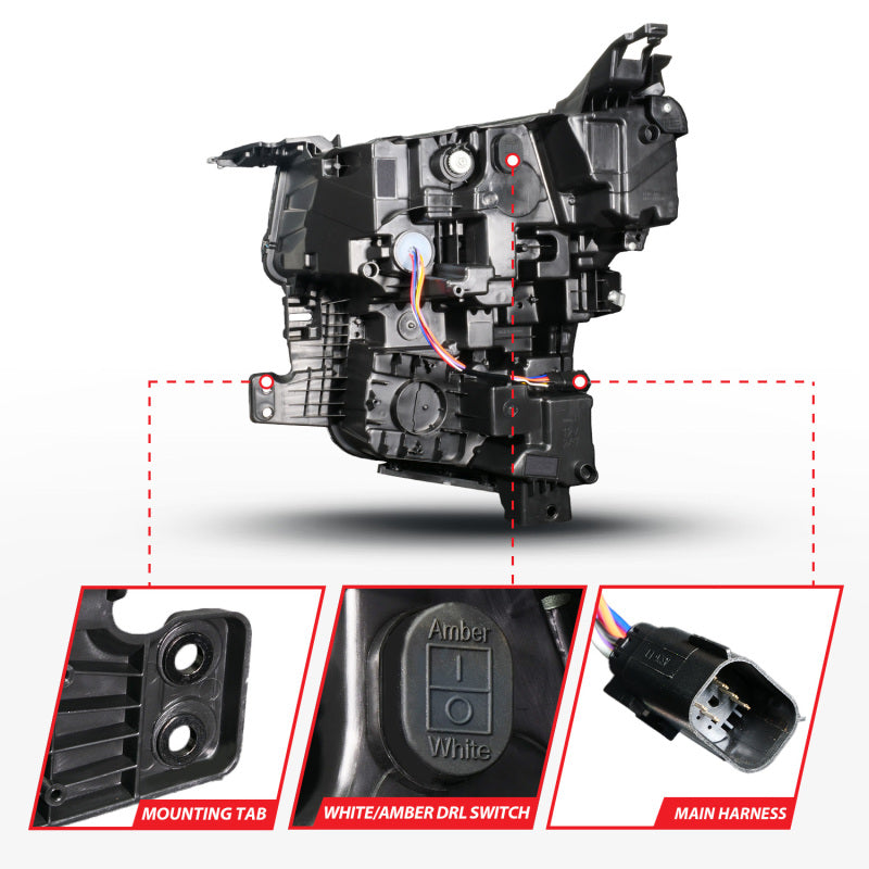 ANZO 111636X-R - ANZ111636X-R - ANZO 21-23 Chevy Tahoe/Suburban LED Light Bar Style Headlights Black w/ Sequential DRL (Right Side) - Shipped in Europe - Tuningsupply.com