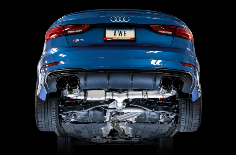 AWE Tuning 3025-43072 - AWE3025-43072 - AWE Tuning Audi 8V S3 SwitchPath Exhaust w/Diamond Black Tips 102mm - Shipped in Europe - Tuningsupply.com