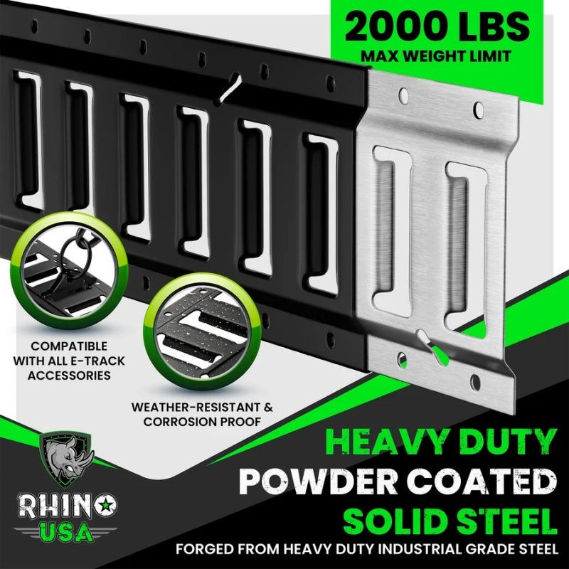 Rhino USA TD-ETRAIL5-4PK-BLK - RSATD-ETRAIL5-4PK-BLK - Rhino USA 5Ft E-Track Tie-Down Rails, Black (4 Pack) - Shipped in Europe - Tuningsupply.com