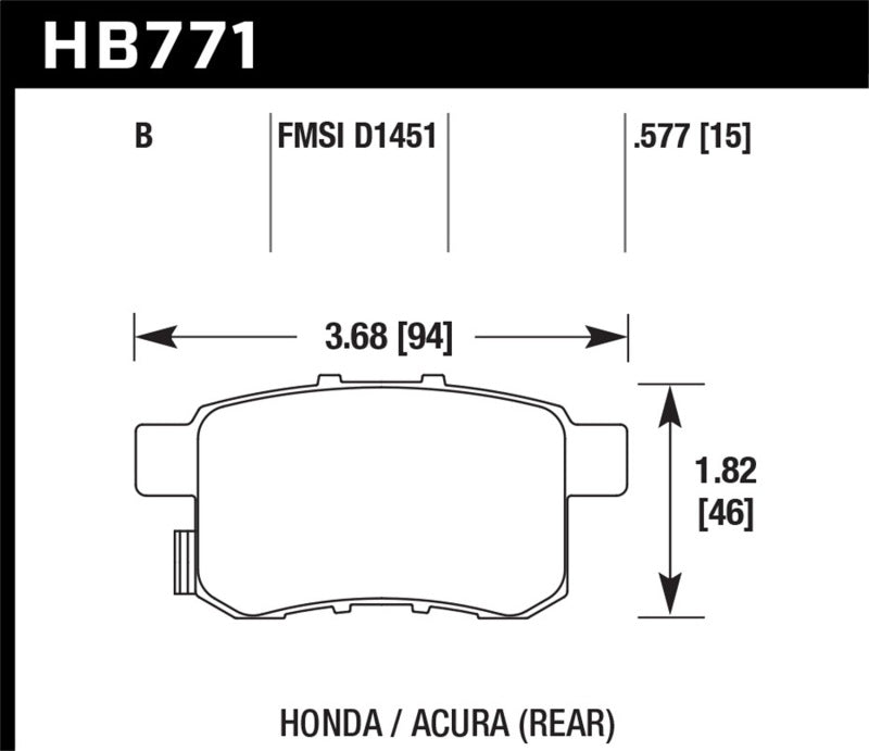 Hawk Performance KHB771B.597 - HAWKHB771B.597 - Hawk 08-16 Honda Accord High Performance Street 5.0 Rear Brake Pads - Shipped in Europe - Tuningsupply.com