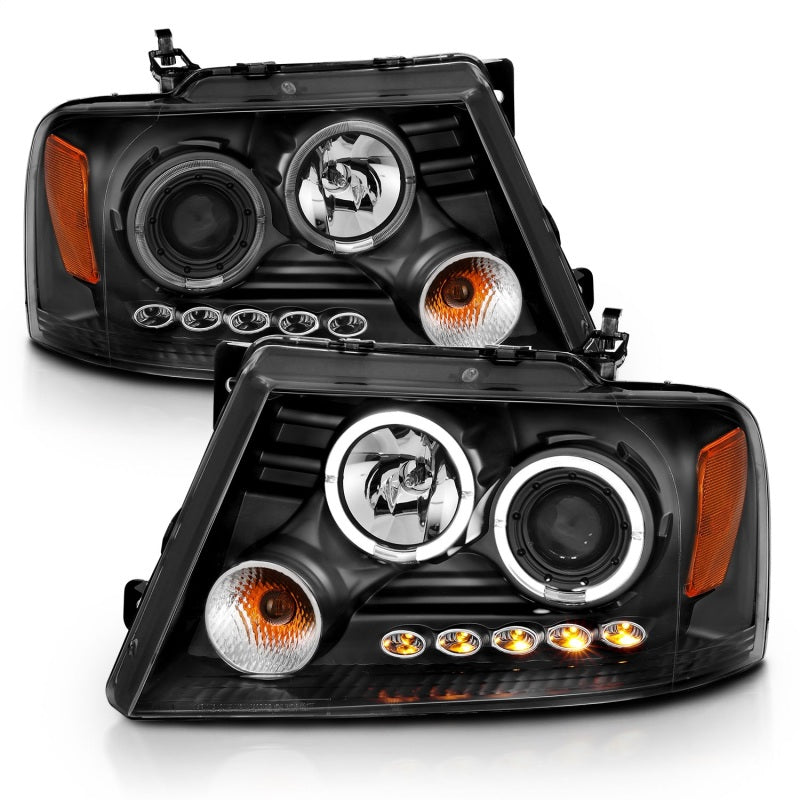 ANZO 111204 - ANZ111204 - ANZO 2004-2008 Ford F-150 Projector Headlights w/ Halo and LED Black G2 - Shipped in Europe - Tuningsupply.com