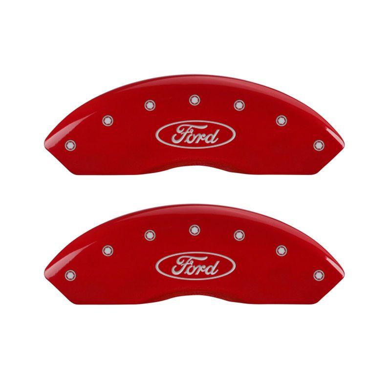 MGP 10220SFRDRD - MGP10220SFRDRD - MGP 4 Caliper Covers Engraved Front & Rear Oval logo/Ford Red finish silver ch - Shipped in Europe - Tuningsupply.com