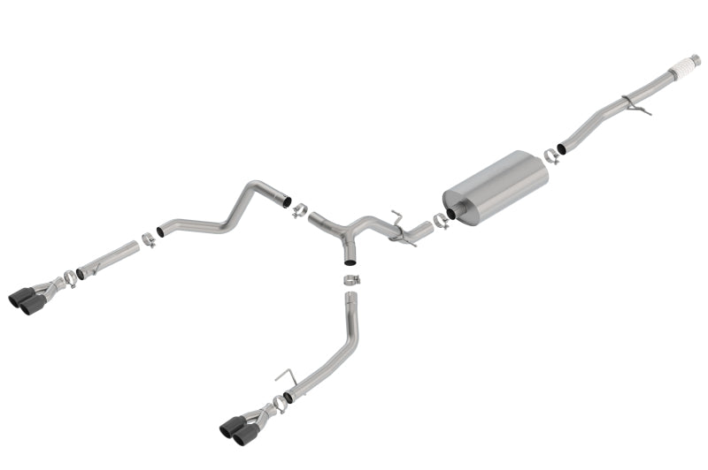Borla 140768BC - BOR140768BC - Borla 2019 Chevy Silverado 1500 5.3L V8 CC SB 147.4in WB Touring Cat-Back w/ Quad BC Round Tips - Shipped in Europe - Tuningsupply.com