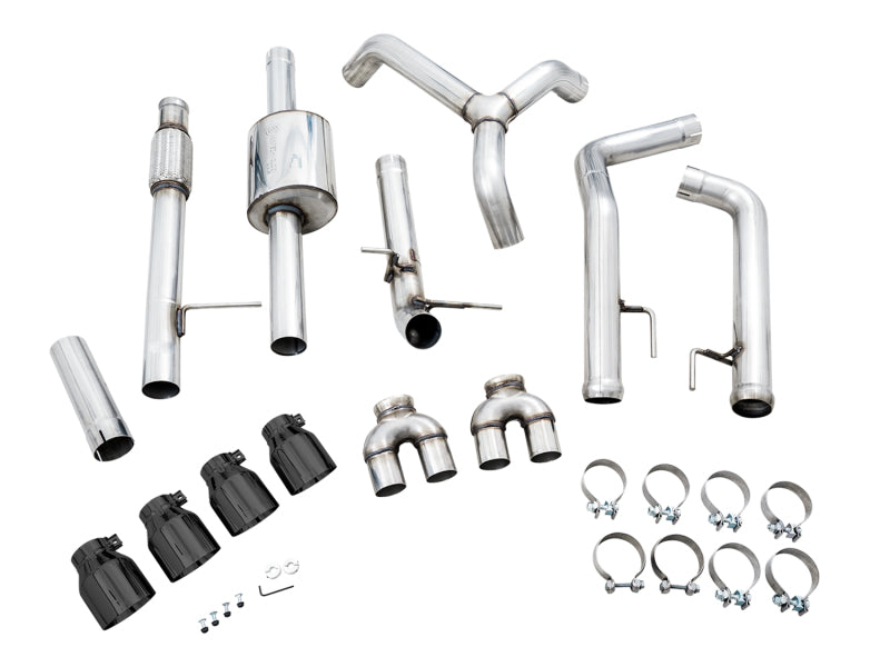AWE Tuning 3015-43202 - AWE3015-43202 - AWE Tuning 4th Gen GM 1500 5.3L 0FG Catback Split Rear Exit (w/ Bumper Cutouts) - Quad Diamond Tips - Shipped in Europe - Tuningsupply.com