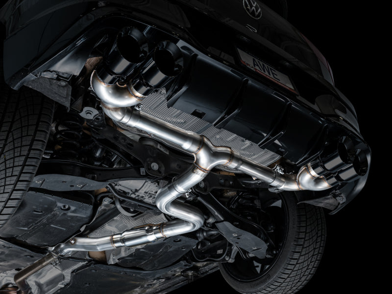 AWE Tuning 3020-43658 - AWE3020-43658 - AWE MK8 Volkswagen Golf R 3in Track Edition Quad Exhaust - Diamond Black Tips - Shipped in Europe - Tuningsupply.com