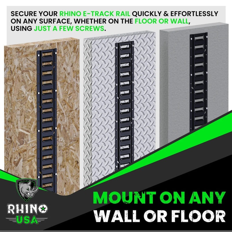 Rhino USA TD-ETRAIL5-4PK-BLK - RSATD-ETRAIL5-4PK-BLK - Rhino USA 5Ft E-Track Tie-Down Rails, Black (4 Pack) - Shipped in Europe - Tuningsupply.com
