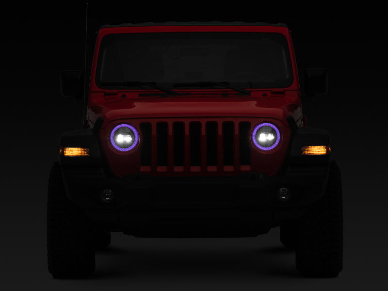 Raxiom J142668 - RAXJ142668 - Raxiom 18-22 Jeep Wrangler JL/JT Axial 9-Inch LED Headlights w/RGB Halo- Black Housing (Clear Lens) - Shipped in Europe - Tuningsupply.com