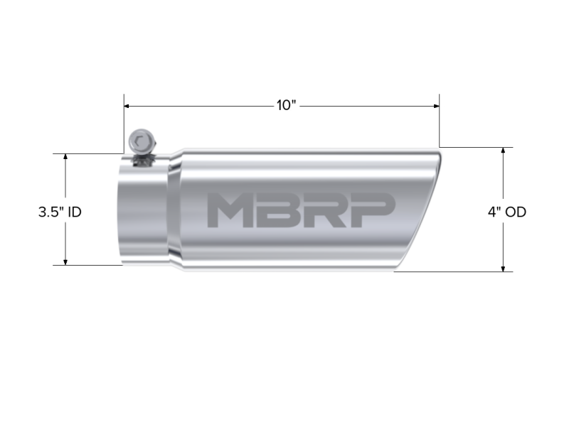 MBRP PT5112 - MBRPT5112 - MBRP Universal Tip 4in O.D. Angled Rolled End 3 inlet 10 length - Shipped in Europe - Tuningsupply.com