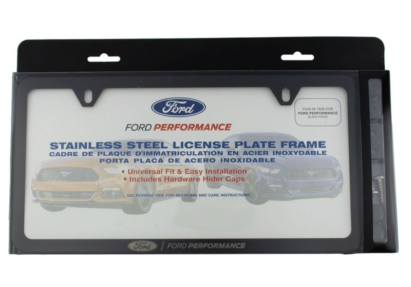 Ford Racing M-1828-SSB - FRPM-1828-SSB - Ford Racing Ford Performance Slim License Plate Frame - Black Stainless Steel - Shipped in Europe - Tuningsupply.com