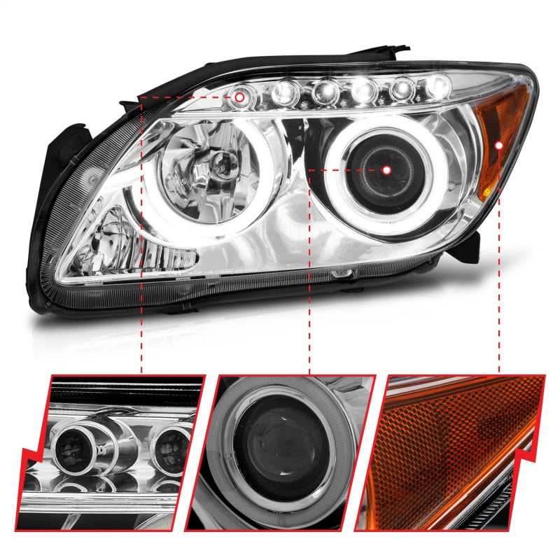 ANZO 121120 - ANZ121120 - ANZO 2005-2010 Scion Tc Projector Headlights w/ Halo Chrome (CCFL) - Shipped in Europe - Tuningsupply.com