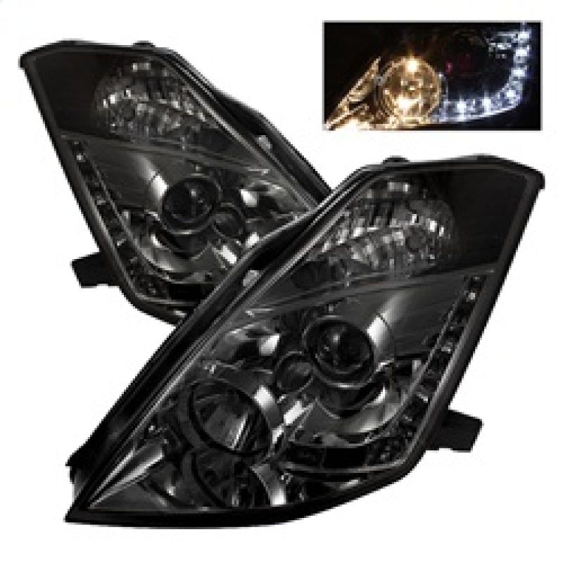 SPYDER 5064752 - SPY5064752 - Spyder Nissan 350Z 03-05 Projector Headlights Halogen Model Only - DRL Smoke PRO-YD-N350Z02-DRL-SM - Shipped in Europe - Tuningsupply.com