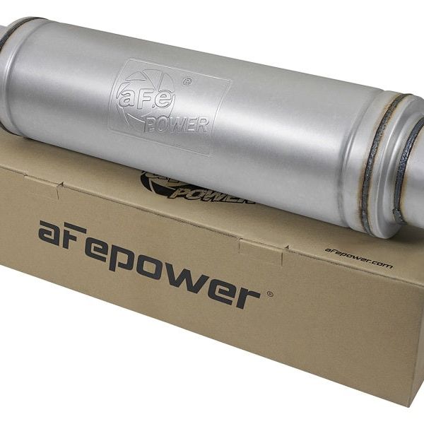 aFe 49M00023 - AFE49M00023 - aFe ATLAS Aluminized Steel Muffler 5in Center/Center 24in L x 7in Diameter - Round Body - Shipped in Europe - Tuningsupply.com