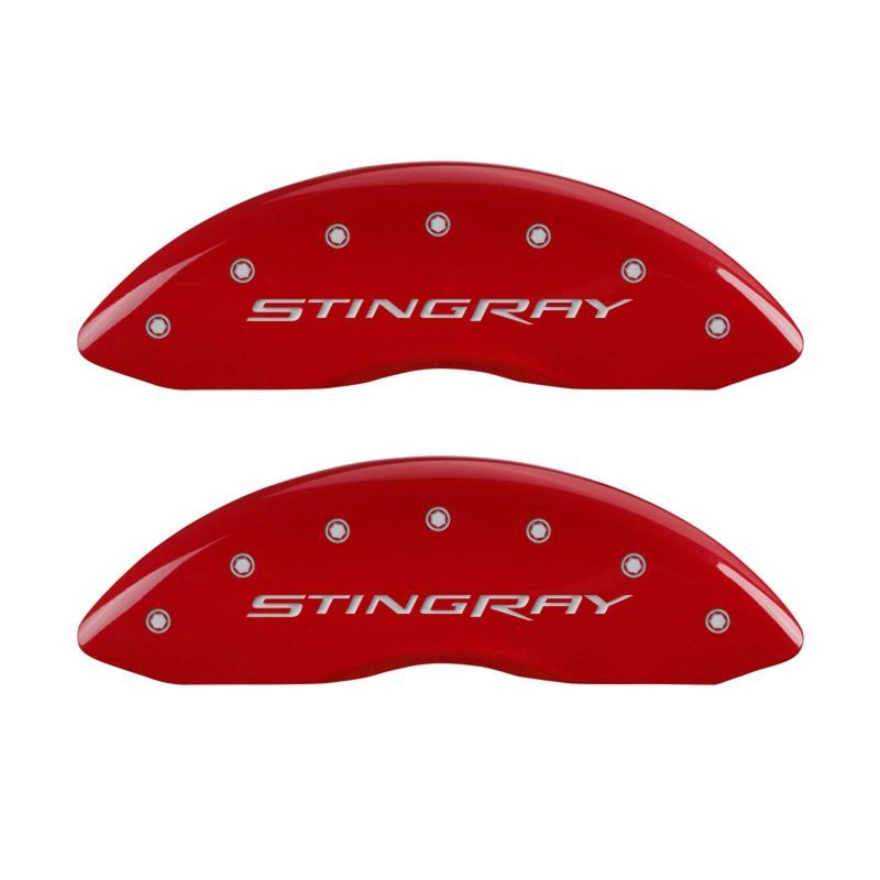 MGP 13009SSTYRD - MGP13009SSTYRD - MGP 4 Caliper Covers Engraved Front & Rear Stingray Red finish silver ch - Shipped in Europe - Tuningsupply.com