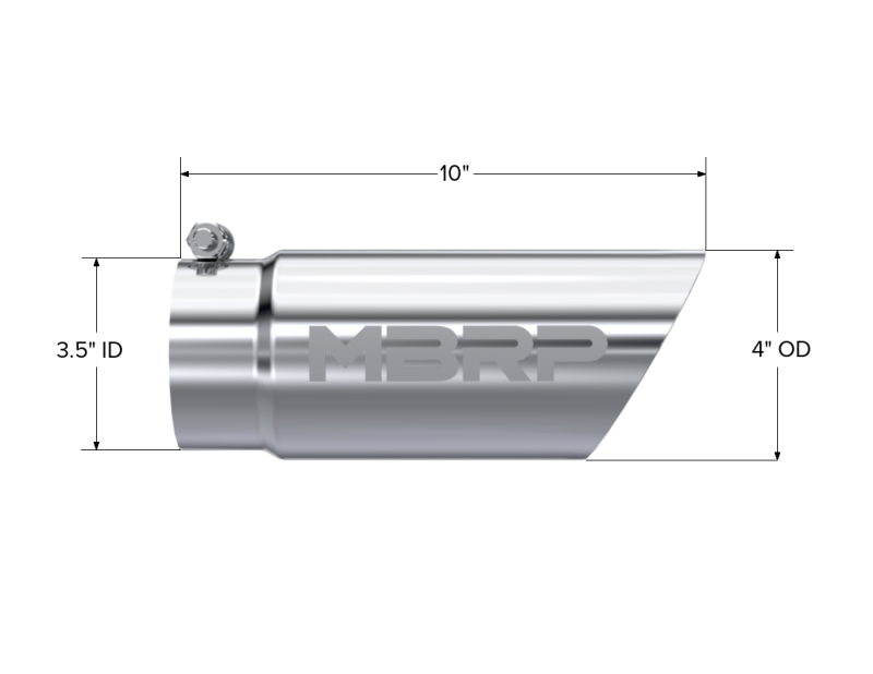 MBRP PT5110 - MBRPT5110 - MBRP Universal Tip 3in O.D. Dual Wall Angled 4 inlet 10 length - Shipped in Europe - Tuningsupply.com