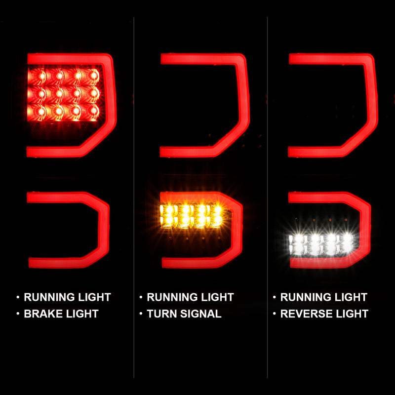 ANZO 311336 - ANZ311336 - ANZO 2007-2013 Toyota Tundra LED Taillights Plank Style Black w/Clear Lens - Shipped in Europe - Tuningsupply.com