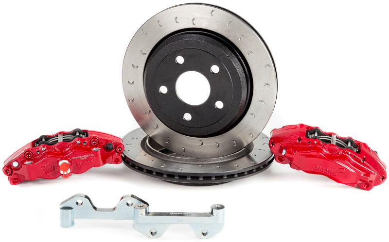 Alcon ALABKR5059D12 - ALCALABKR5059D12 - Alcon 2007+ Jeep JK-JL 330x22mm Rotors 4-Piston Calipers Rear Brake Kit (Includes Brake Lines) - Red - Shipped in Europe - Tuningsupply.com