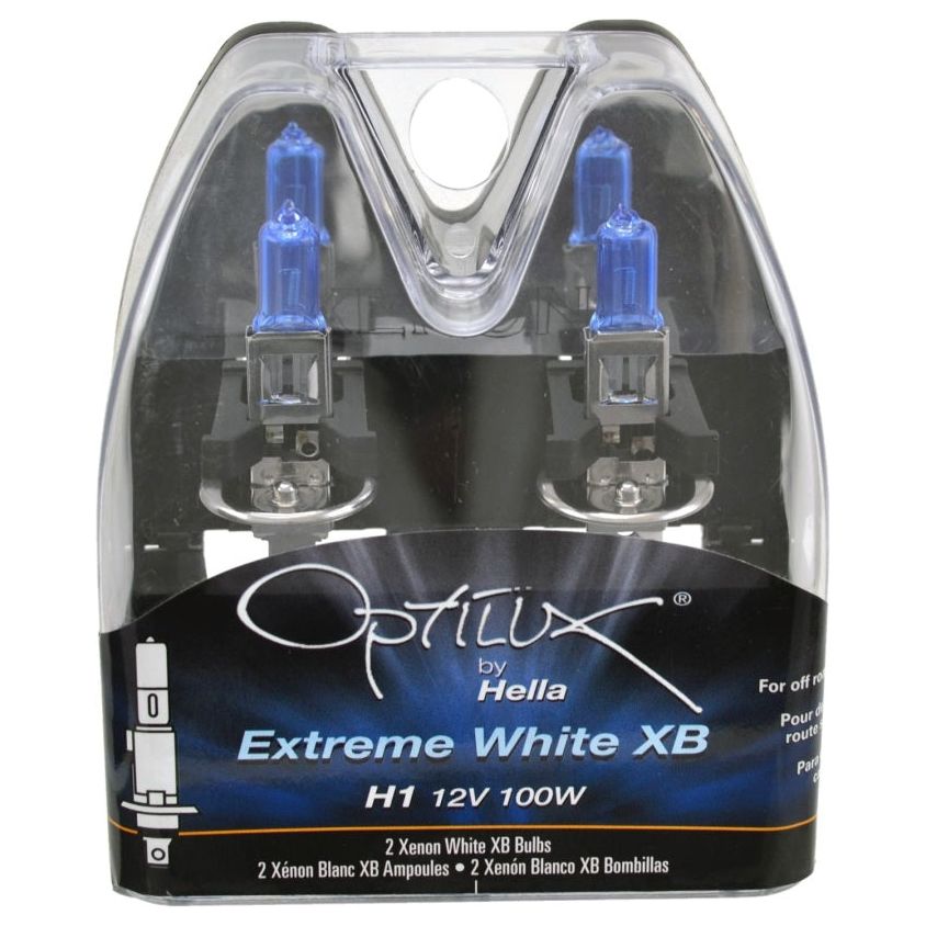 Hella LAH71070227 - HELLAH71070227 - Hella Optilux H1 100W XB Extreme White Bulbs (Pair) - Shipped in Europe - Tuningsupply.com