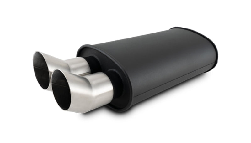 Vibrant 12331 - VIB12331 - Vibrant Flat Blk Muffler 9x5x15in Body 3in Inlet ID 3in Tip OD w/Dual DTM Cut Tips - Shipped in Europe - Tuningsupply.com