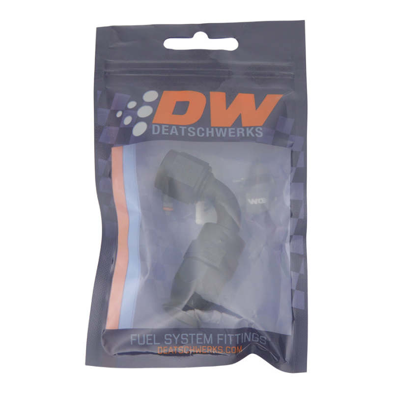 DeatschWerks 6-02-0852-B - DWK6-02-0852-B - DeatschWerks 6AN Female Swivel 90-Degree Hose End PTFE (Incl 1 Olive Insert) - Anodized Matte Black - Shipped in Europe - Tuningsupply.com