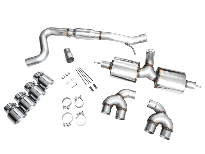 AWE Tuning 3015-42658 - AWE3015-42658 - AWE MK8 Volkswagen Golf R 3in Touring Edition Quad Exhaust - Chrome Silver Tips - Shipped in Europe - Tuningsupply.com