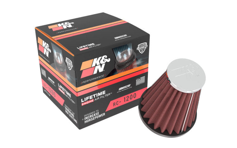 K&N Engineering RC-1200 - KNNRC-1200 - K&N Universal Chrome Filter 2.063in Flange ID x 3.5in Base OD x 2in Top OD x 4in H - Shipped in Europe - Tuningsupply.com