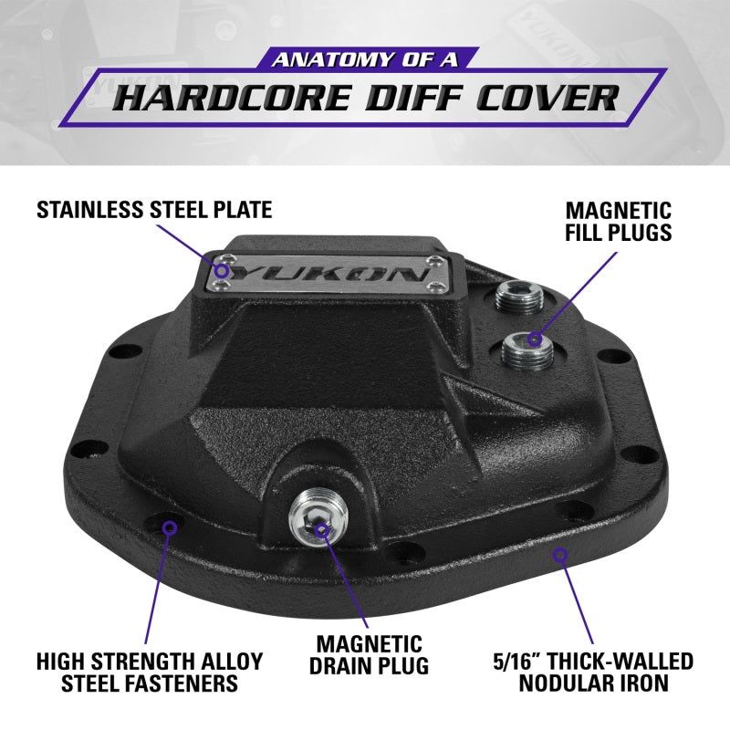 Yukon Gear & Axle YHCC-D44 - YUKYHCC-D44 - Yukon Gear Hardcore Diff Cover for Dana 44 - Nodular Iron Yukon Cover - Shipped in Europe - Tuningsupply.com