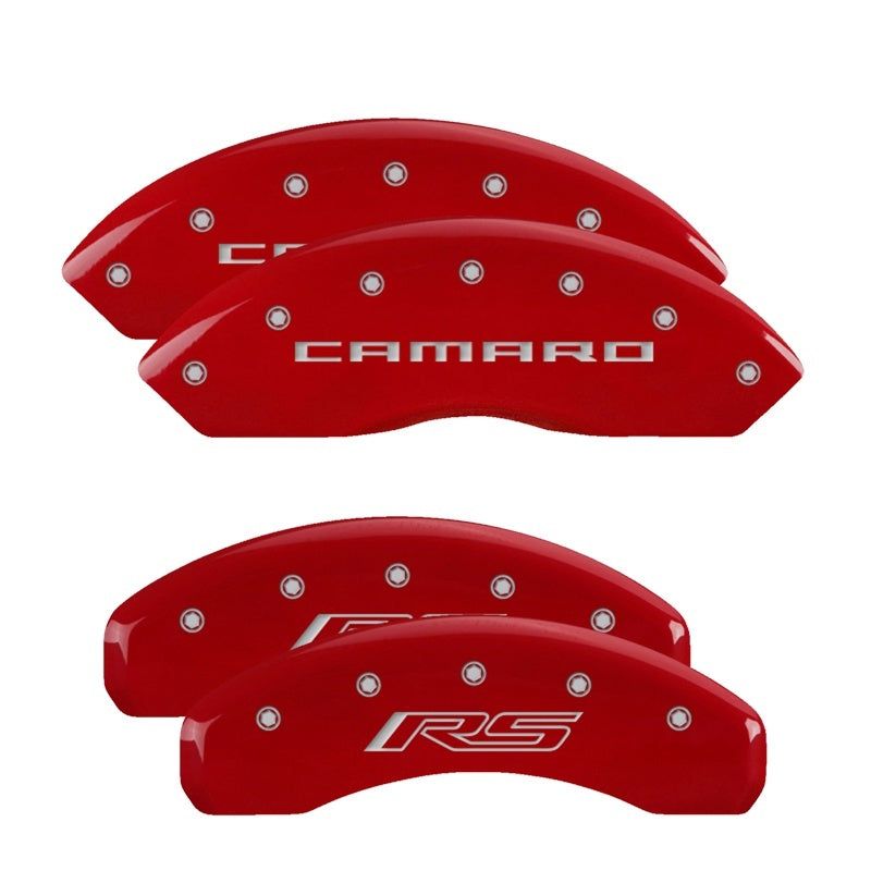 MGP 14240SCR5RD - MGP14240SCR5RD - MGP 4 Caliper Covers Engraved Front Gen 5/Camaro Engraved Rear Gen 5/RS Red finish silver ch - Shipped in Europe - Tuningsupply.com