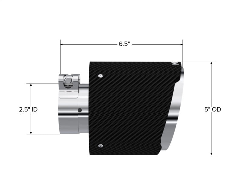 MBRP PT5190CF - MBRPT5190CF - MBRP Universal Carbon Fiber Tip 2.5in ID / 5in OD Out / 6.5in Length Angle Cut Dual Wall - Shipped in Europe - Tuningsupply.com