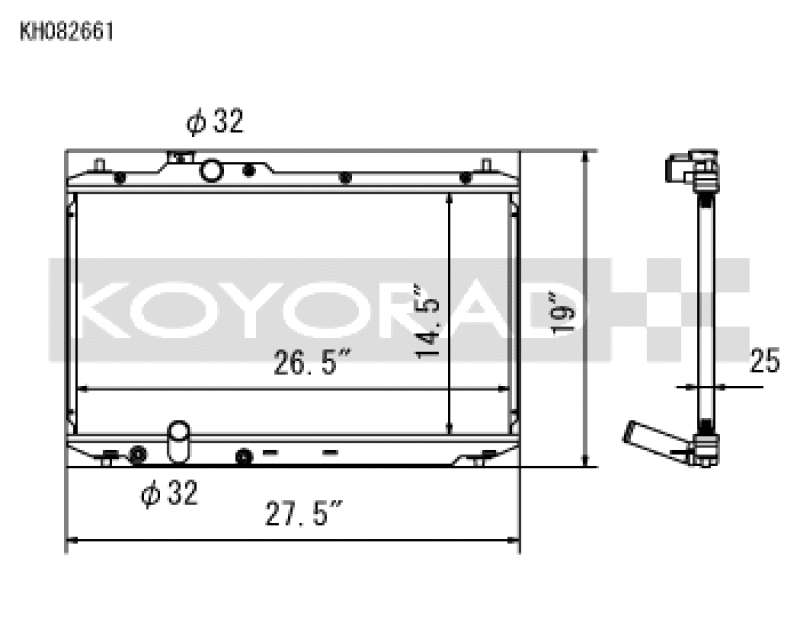 Koyo KH082661 - KOYKH082661 - Koyo 12-15 Honda Civic SI 2.4L (MT) Radiator - Shipped in Europe - Tuningsupply.com
