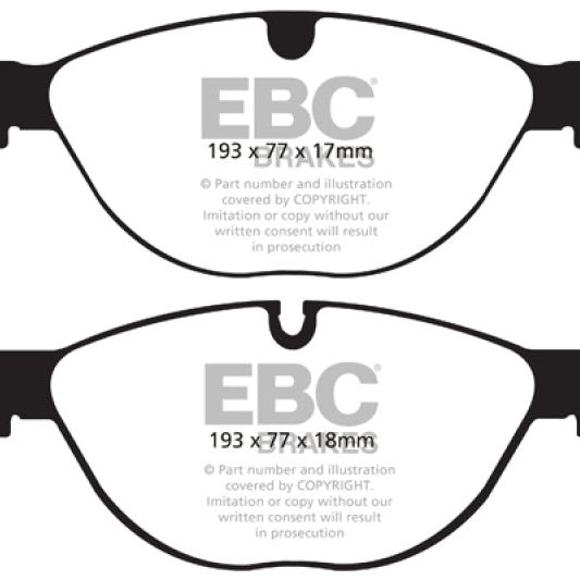 EBC DP42076R - EBCDP42076R - EBC 10-15 Jaguar XF 5.0 Supercharged (470) Yellowstuff Front Brake Pads - Shipped in Europe - Tuningsupply.com
