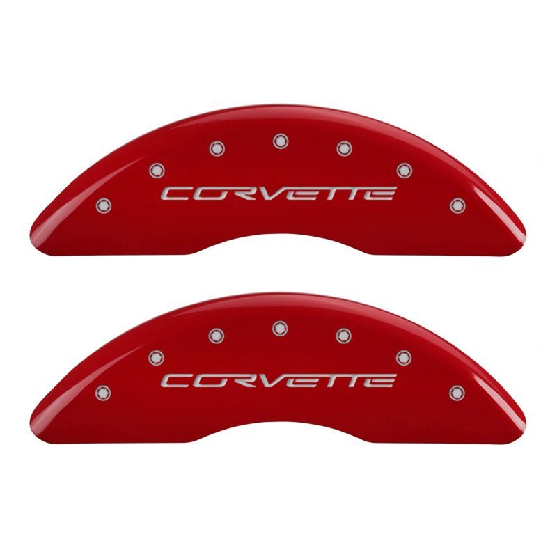 MGP 13083SCV6RD - MGP13083SCV6RD - MGP 4 Caliper Covers Engraved Front & Rear C6/Corvette Red finish silver ch - Shipped in Europe - Tuningsupply.com