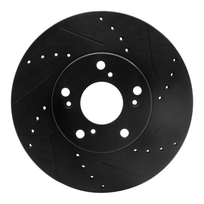 R1 Concepts - RNC633-59042R - R1 06-15 Honda Civic Front Right Drilled & Slotted Black Brake Rotor - Shipped in Europe - Tuningsupply.com