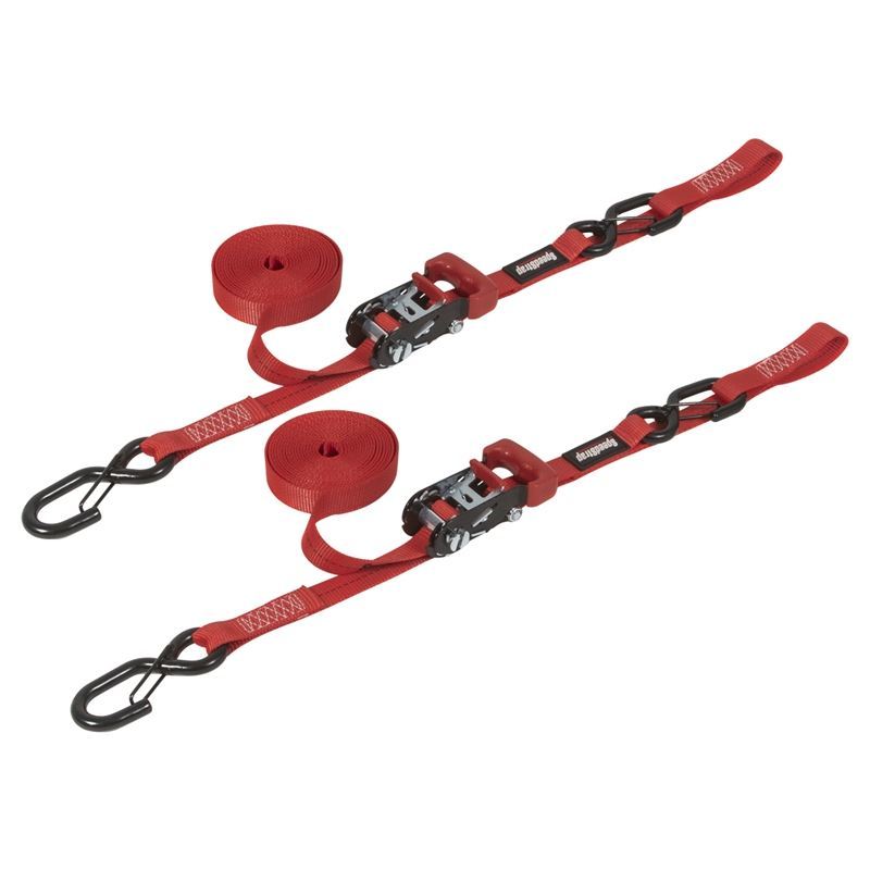 SpeedStrap 11803-2 - SSP11803-2 - SpeedStrap 1In x 15Ft Ratchet Tie Down w/ Snap FtSFt Hooks Soft Tie (2 Pack) - Red - Shipped in Europe - Tuningsupply.com