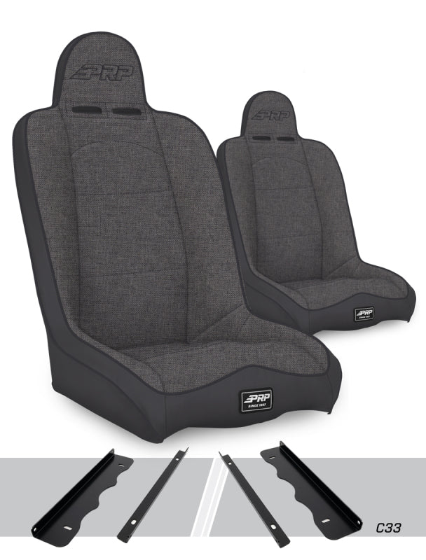 PRP Seats A140110-C33-54 - PRPA140110-C33-54 - PRP 95-01 Jeep Cherokee XJ Daily Driver High Back Suspension Seats Kit (Pair) - Gray - Shipped in Europe - Tuningsupply.com